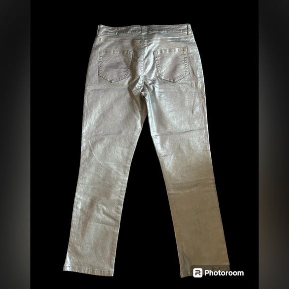 Boston Proper Metallic Coated Silver Jeans - Picture 3 of 6